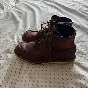 Red Wing Shoes Brown Boots with Lace-up Design and Rounded Toe